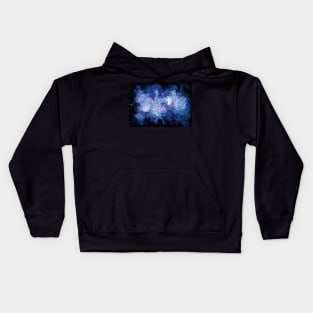 Watercolor Deep Blue Nebula and Stars Kids Hoodie